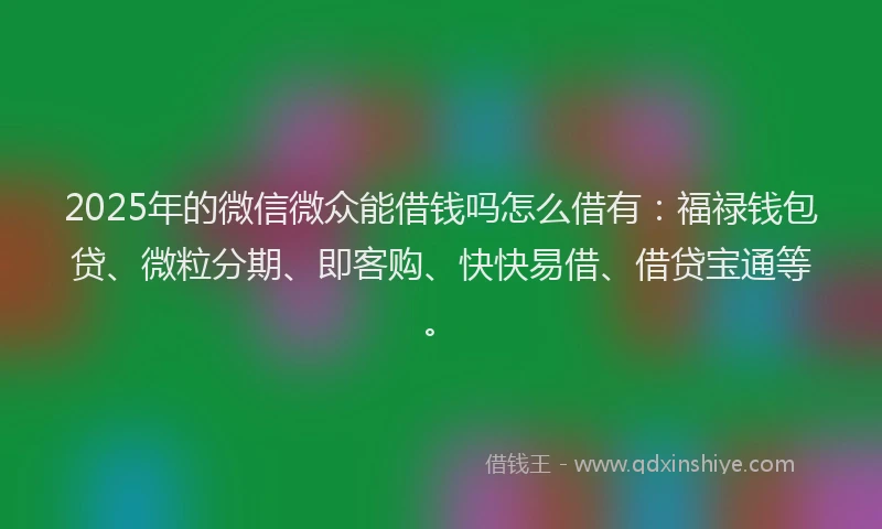 2025年的微信微众能借钱吗怎么借有：福禄钱包贷、微粒分期、即客购、快快易借、借贷宝通等。