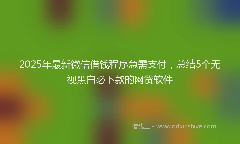2025年最新微信借钱程序急需支付，总结5个无视黑白必下款的网贷软件