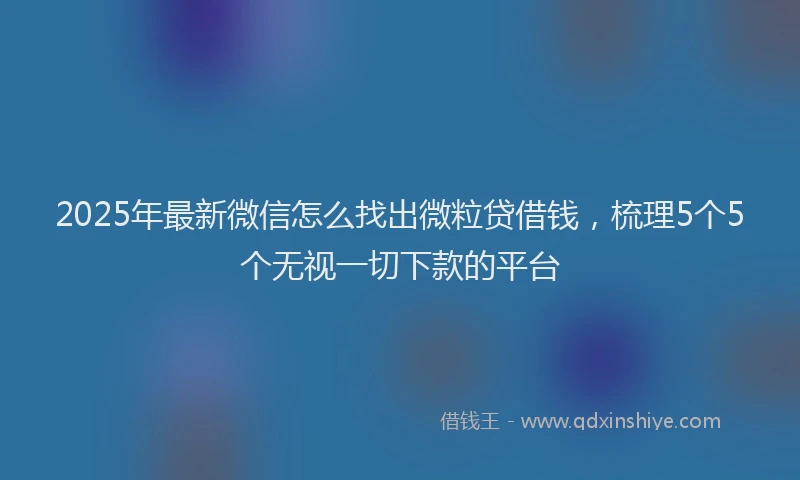 2025年最新微信怎么找出微粒贷借钱，梳理5个5个无视一切下款的平台