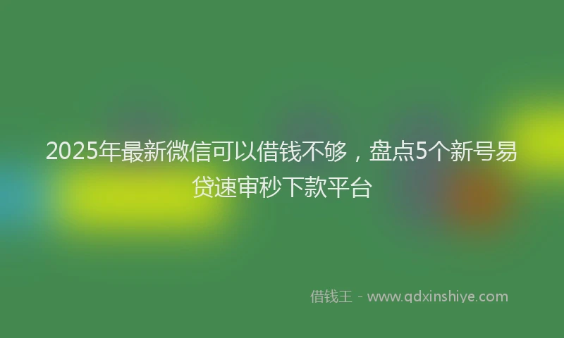 2025年最新微信可以借钱不够，盘点5个新号易贷速审秒下款平台