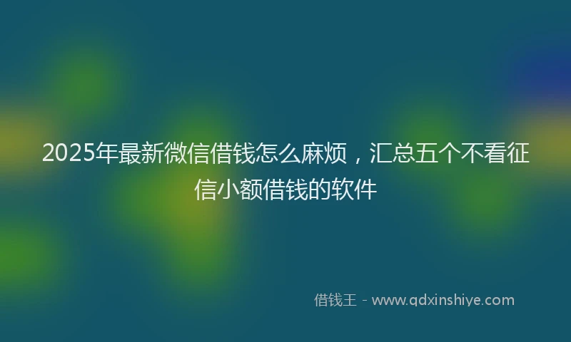 2025年最新微信借钱怎么麻烦，汇总五个不看征信小额借钱的软件