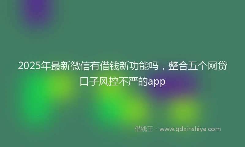 2025年最新微信有借钱新功能吗，整合五个网贷口子风控不严的app