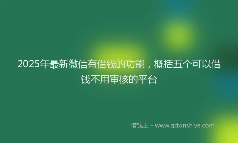 2025年最新微信有借钱的功能，概括五个可以借钱不用审核的平台