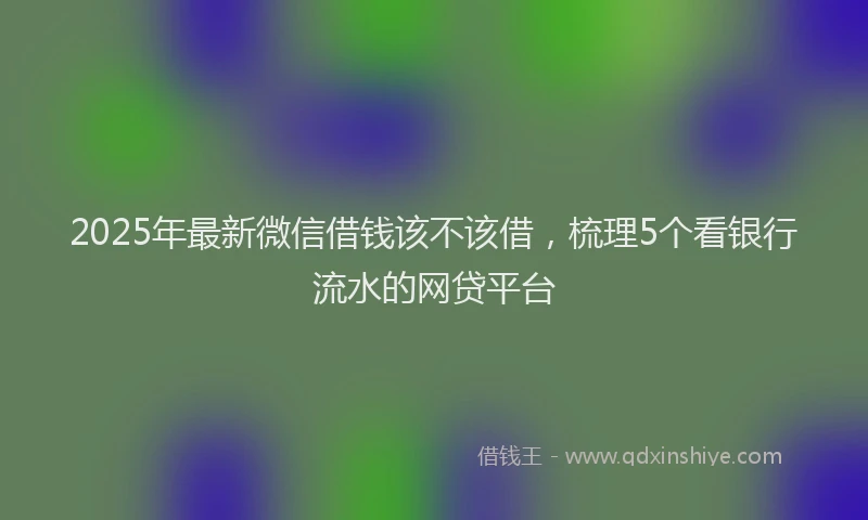 2025年最新微信借钱该不该借，梳理5个看银行流水的网贷平台