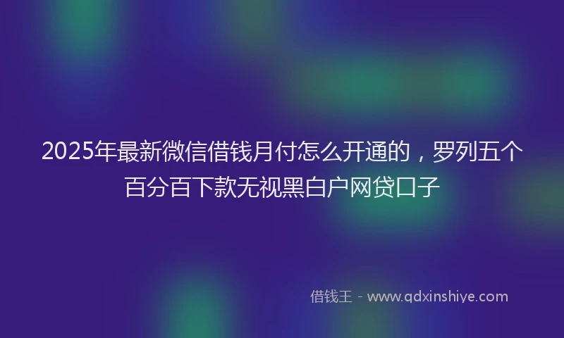 2025年最新微信借钱月付怎么开通的，罗列五个百分百下款无视黑白户网贷口子