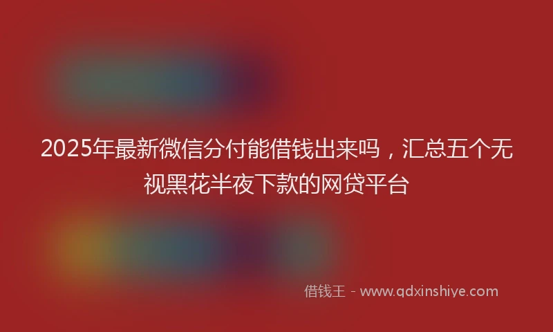 2025年最新微信分付能借钱出来吗，汇总五个无视黑花半夜下款的网贷平台