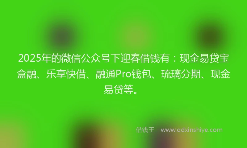 2025年的微信公众号下迎春借钱有：现金易贷宝盒融、乐享快借、融通Pro钱包、琉璃分期、现金易贷等。