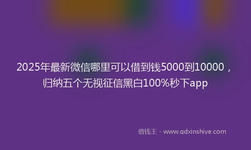 2025年最新微信哪里可以借到钱5000到10000，归纳五个无视征信黑白100%秒下app