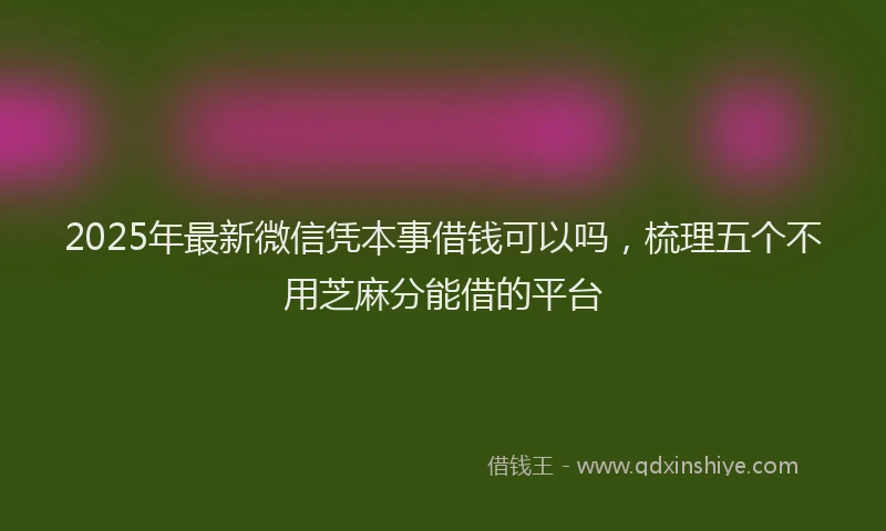 2025年最新微信凭本事借钱可以吗，梳理五个不用芝麻分能借的平台