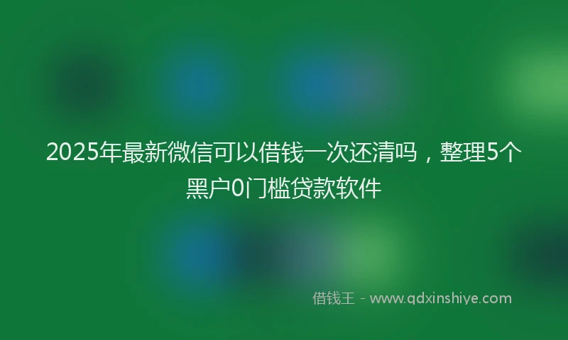2025年最新微信可以借钱一次还清吗，整理5个黑户0门槛贷款软件