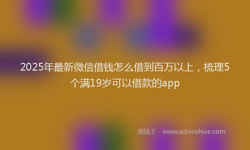 2025年最新微信借钱怎么借到百万以上，梳理5个满19岁可以借款的app