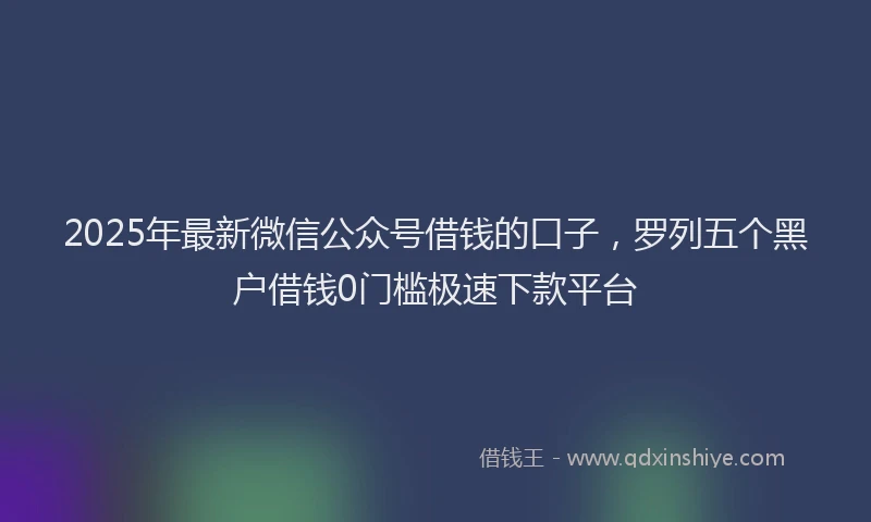 2025年最新微信公众号借钱的口子，罗列五个黑户借钱0门槛极速下款平台