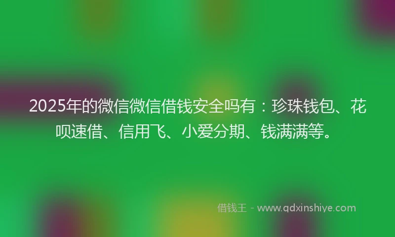 2025年的微信微信借钱安全吗有：珍珠钱包、花呗速借、信用飞、小爱分期、钱满满等。