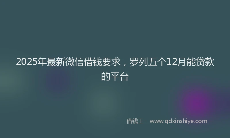 2025年最新微信借钱要求，罗列五个12月能贷款的平台