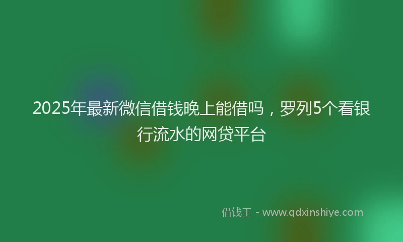 2025年最新微信借钱晚上能借吗，罗列5个看银行流水的网贷平台
