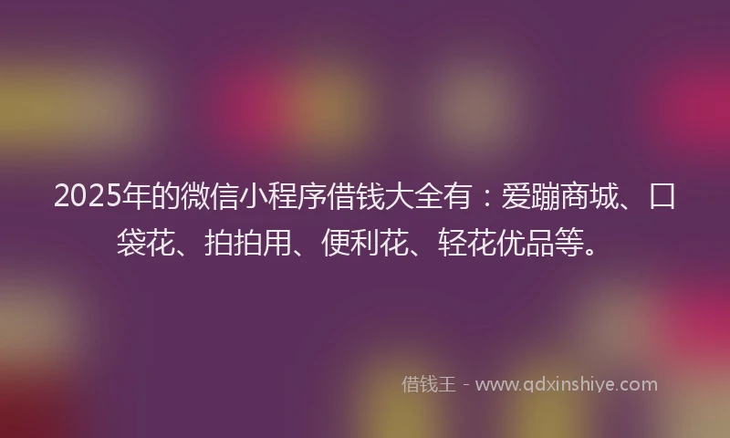 2025年的微信小程序借钱大全有：爱蹦商城、口袋花、拍拍用、便利花、轻花优品等。
