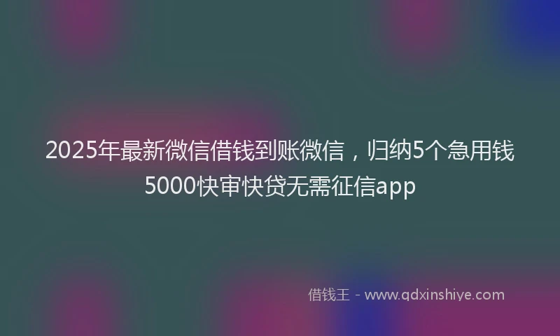 2025年最新微信借钱到账微信，归纳5个急用钱5000快审快贷无需征信app