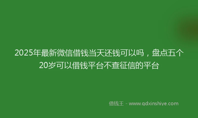 2025年最新微信借钱当天还钱可以吗，盘点五个20岁可以借钱平台不查征信的平台