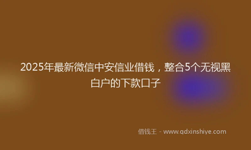 2025年最新微信中安信业借钱，整合5个无视黑白户的下款口子