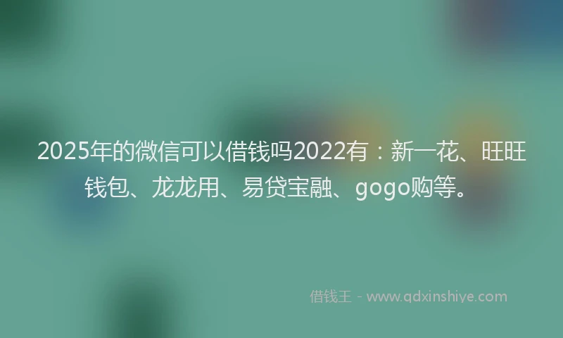 2025年的微信可以借钱吗2022有：新一花、旺旺钱包、龙龙用、易贷宝融、gogo购等。