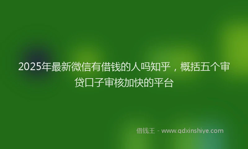 2025年最新微信有借钱的人吗知乎，概括五个审贷口子审核加快的平台