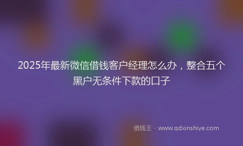 2025年最新微信借钱客户经理怎么办，整合五个黑户无条件下款的口子