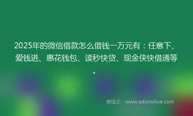 2025年的微信借款怎么借钱一万元有：任意下、爱钱进、惠花钱包、读秒快贷、现金侠快借通等。