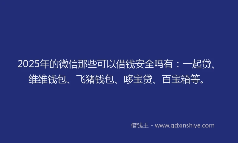 2025年的微信那些可以借钱安全吗有：一起贷、维维钱包、飞猪钱包、哆宝贷、百宝箱等。