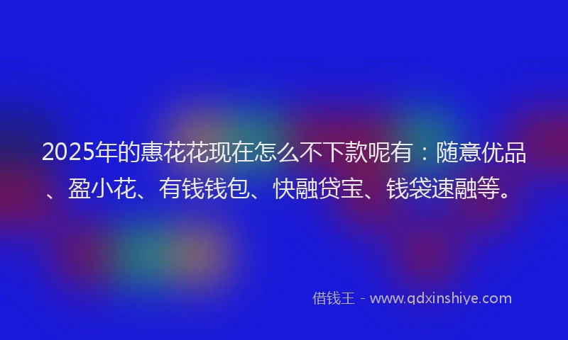 2025年的惠花花现在怎么不下款呢有：随意优品、盈小花、有钱钱包、快融贷宝、钱袋速融等。