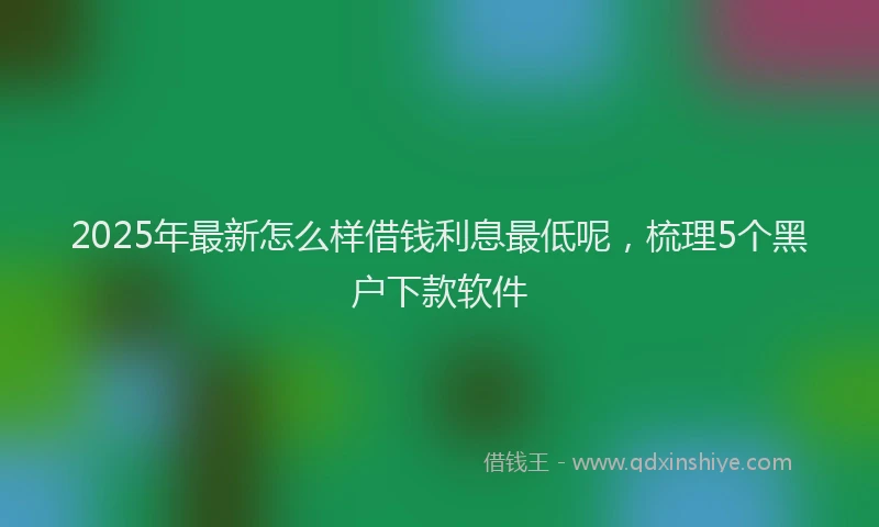 2025年最新怎么样借钱利息最低呢，梳理5个黑户下款软件