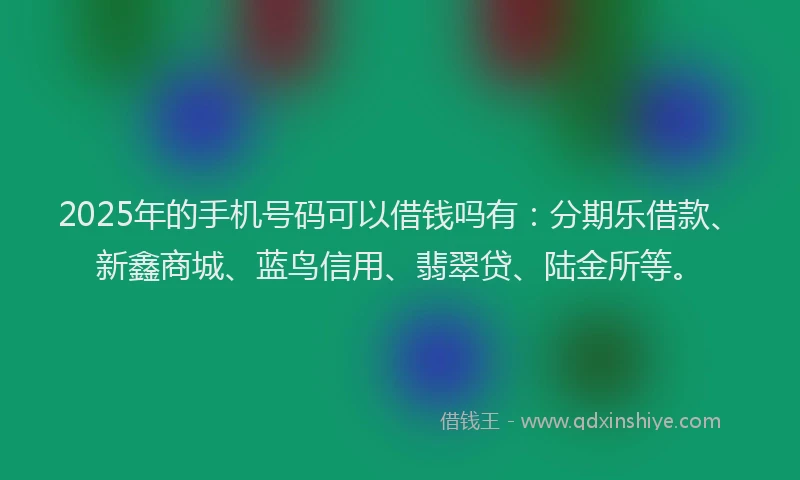 2025年的手机号码可以借钱吗有：分期乐借款、新鑫商城、蓝鸟信用、翡翠贷、陆金所等。
