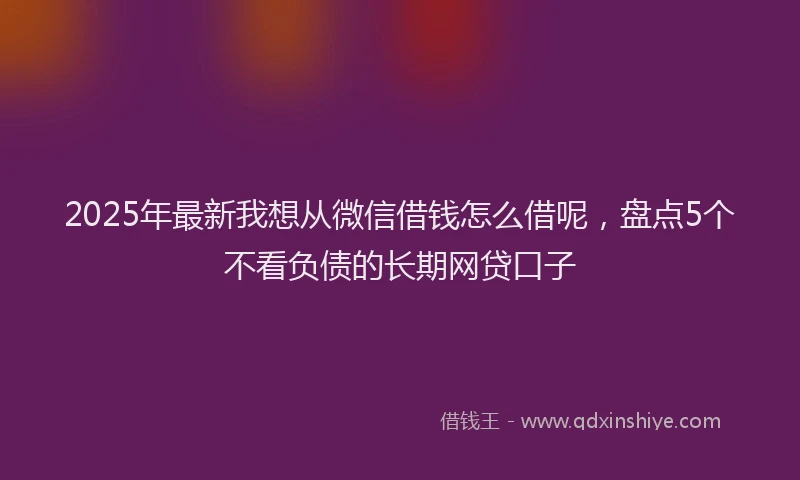 2025年最新我想从微信借钱怎么借呢，盘点5个不看负债的长期网贷口子