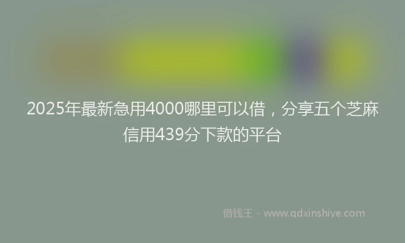 2025年最新急用4000哪里可以借，分享五个芝麻信用439分下款的平台