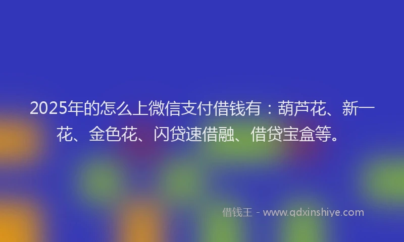 2025年的怎么上微信支付借钱有：葫芦花、新一花、金色花、闪贷速借融、借贷宝盒等。
