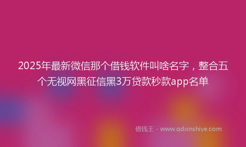 2025年最新微信那个借钱软件叫啥名字，整合五个无视网黑征信黑3万贷款秒款app名单