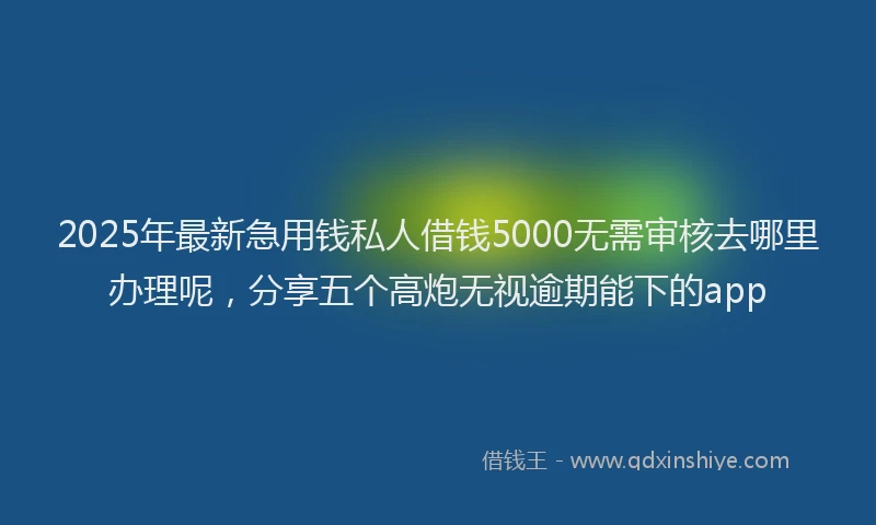 2025年最新急用钱私人借钱5000无需审核去哪里办理呢，分享五个高炮无视逾期能下的app