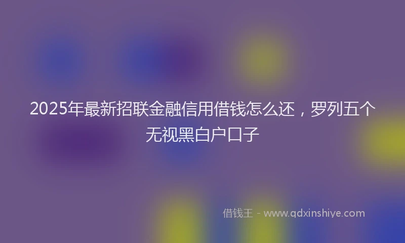 2025年最新招联金融信用借钱怎么还，罗列五个无视黑白户口子
