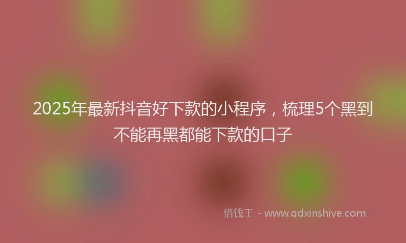 2025年最新抖音好下款的小程序，梳理5个黑到不能再黑都能下款的口子