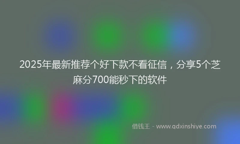 2025年最新推荐个好下款不看征信，分享5个芝麻分700能秒下的软件