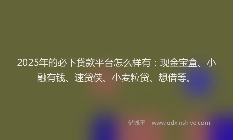 2025年的必下贷款平台怎么样有：现金宝盒、小融有钱、速贷侠、小麦粒贷、想借等。
