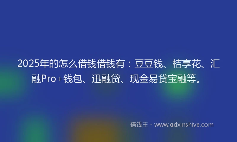 2025年的怎么借钱借钱有：豆豆钱、桔享花、汇融Pro+钱包、迅融贷、现金易贷宝融等。