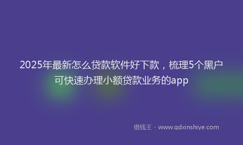 2025年最新怎么贷款软件好下款，梳理5个黑户可快速办理小额贷款业务的app