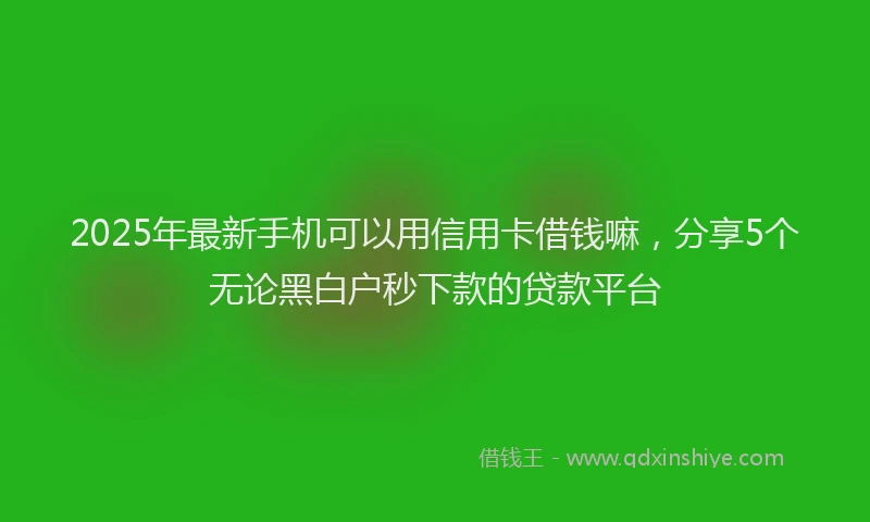2025年最新手机可以用信用卡借钱嘛，分享5个无论黑白户秒下款的贷款平台