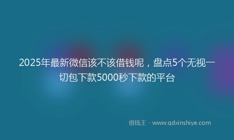 2025年最新微信该不该借钱呢，盘点5个无视一切包下款5000秒下款的平台