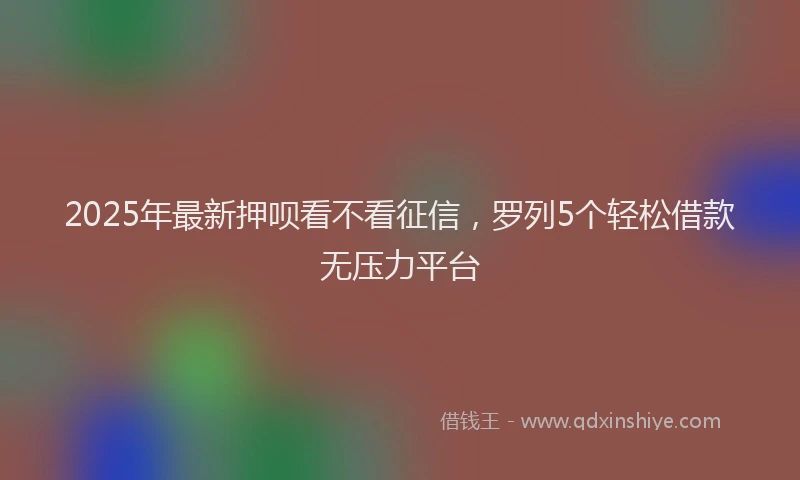2025年最新押呗看不看征信，罗列5个轻松借款无压力平台