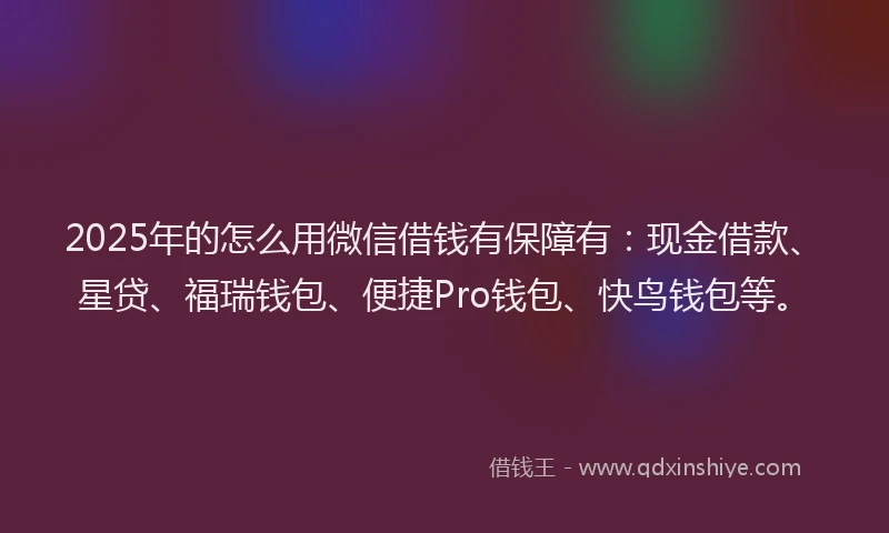 2025年的怎么用微信借钱有保障有：现金借款、星贷、福瑞钱包、便捷Pro钱包、快鸟钱包等。