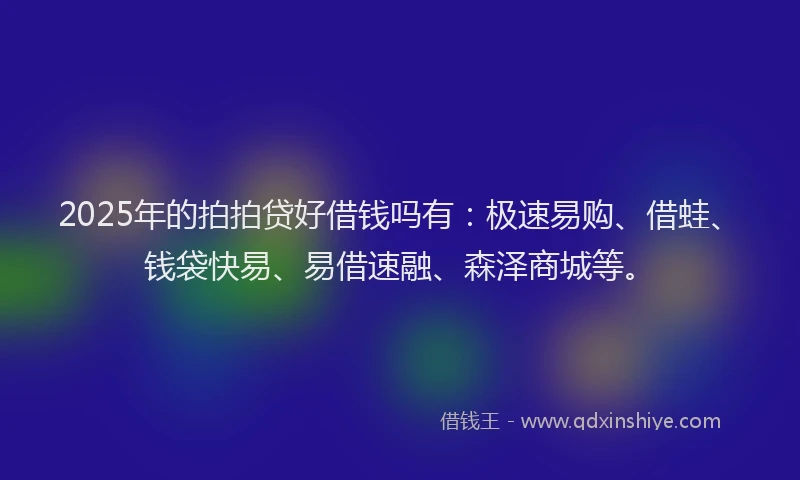 2025年的拍拍贷好借钱吗有：极速易购、借蛙、钱袋快易、易借速融、森泽商城等。