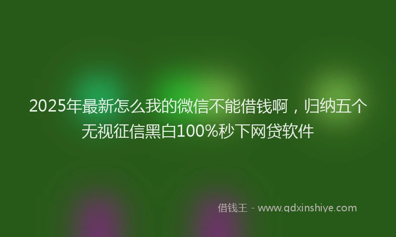 2025年最新怎么我的微信不能借钱啊，归纳五个无视征信黑白100%秒下网贷软件