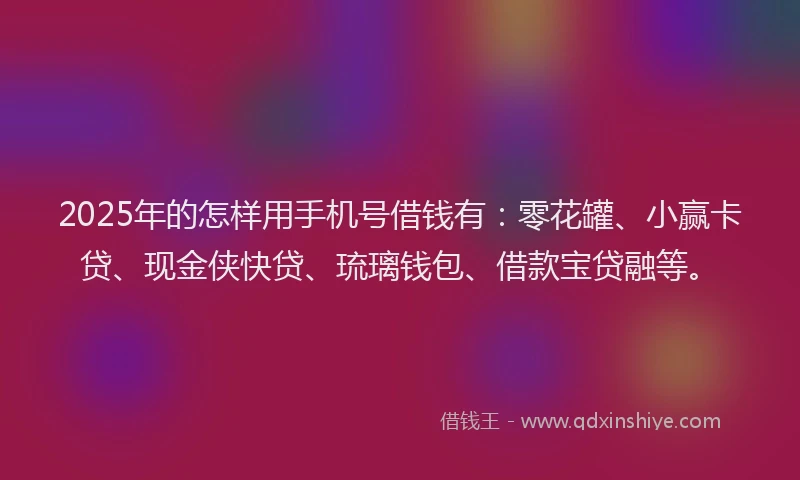 2025年的怎样用手机号借钱有：零花罐、小赢卡贷、现金侠快贷、琉璃钱包、借款宝贷融等。