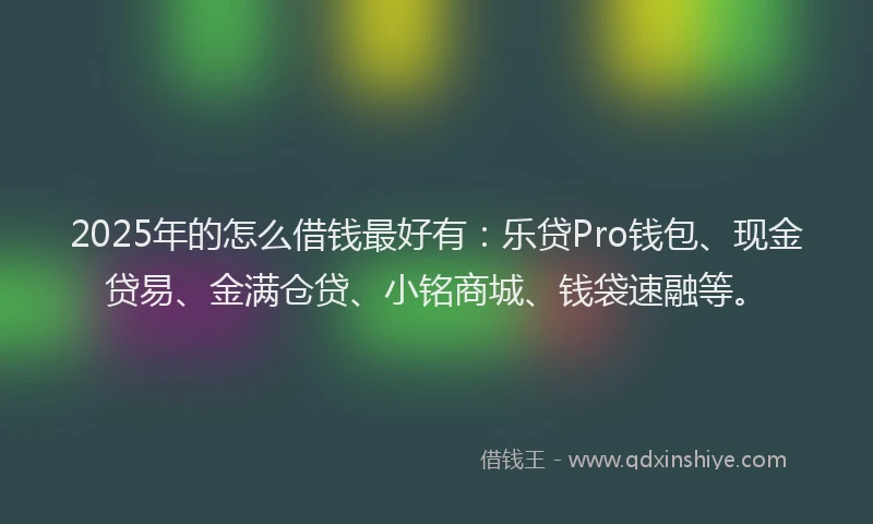 2025年的怎么借钱最好有：乐贷Pro钱包、现金贷易、金满仓贷、小铭商城、钱袋速融等。
